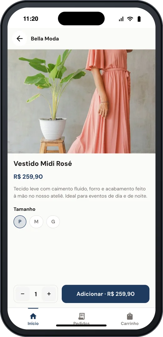 Vitrine online no celular